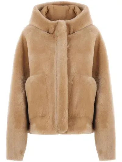 Blancha Shearling Bomber Jacket In Neutrals