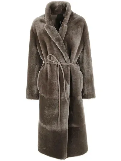 Blancha Shearling Coat In Brown