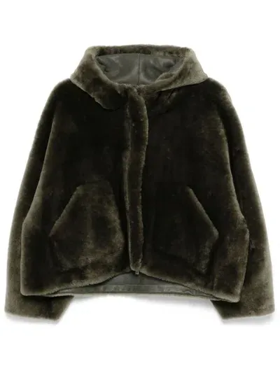 Blancha Shearling Coat In Green