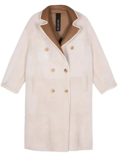 Blancha Double-breasted Reversible Coat In White