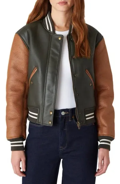 Blanknyc Bonded Faux Leather Bomber Jacket In Army