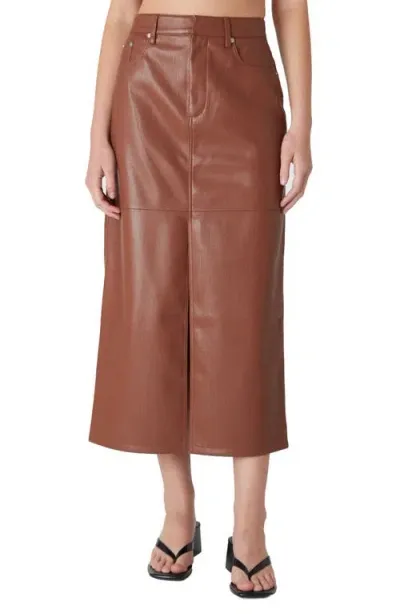 Blanknyc Faux Leather Midi Skirt In Coming Through