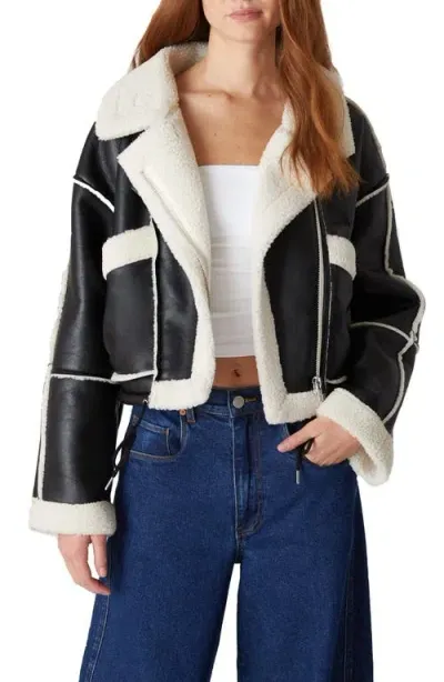 Blanknyc Faux Shearling Moto Jacket In Mountain View