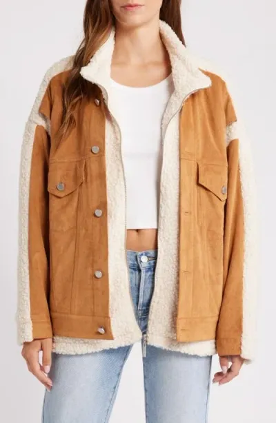 Blanknyc Faux Suede & Faux Shearling Trucker Jacket In Catch Me Outside