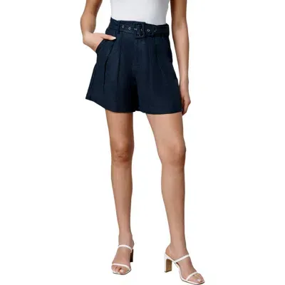 Blanknyc High Waist Belted Linen Shorts In Set Sail