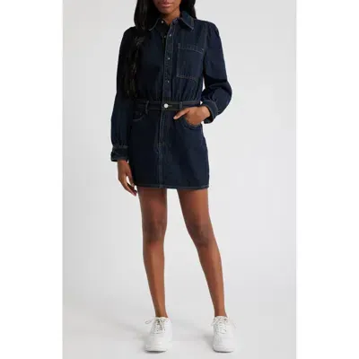 Blanknyc Long Sleeve Denim Minidress In Deep Down