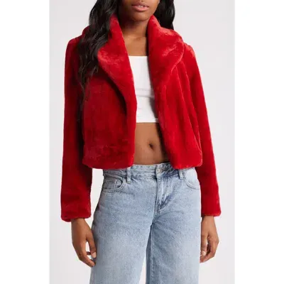 Blanknyc Shawl Collar Faux Fur Jacket In Hot To Trot