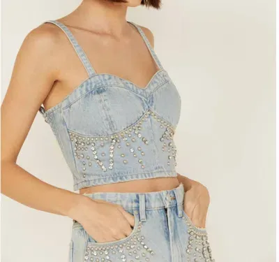 Blanknyc Studded Denim Bustier In Blue