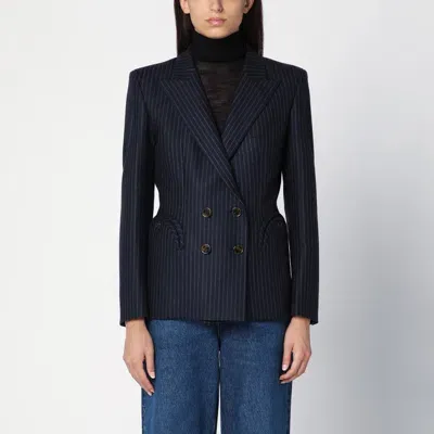 Blazé Milano Charmer Wool And Cashmere Double-breasted Pinstripe Blazer In Neutrals