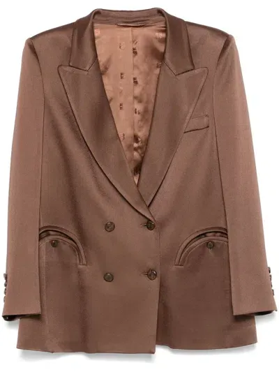 Blazé Milano Double-breasted Blazer In Light Brown