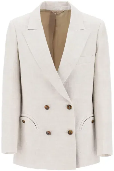 Blazé Milano Blaze Milano Everyday Mid Day Sun Double Breasted Blazer In Neutrals