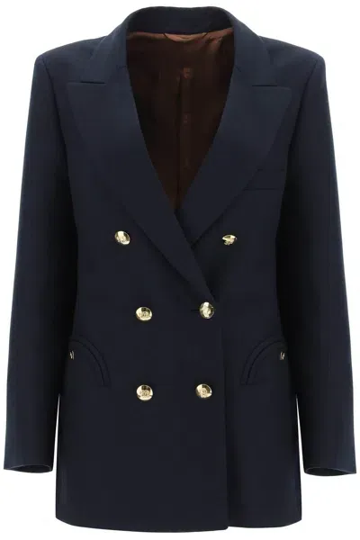 Blazé Milano Everynight Alcanara Double Breasted Blazer In Blue