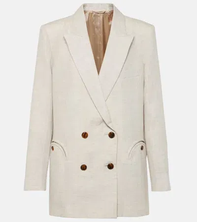 Blazé Milano Double-breasted Virgin Wool Blazer In Beige