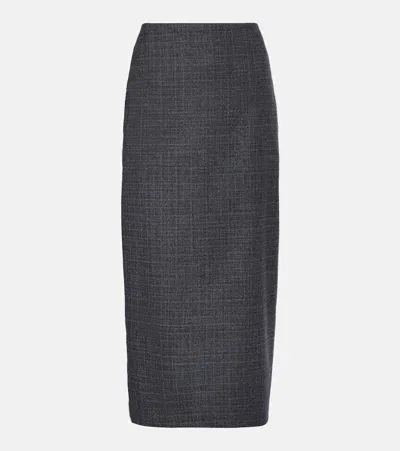 Blazé Milano Hunley Sussex Checked Wool Pencil Skirt In Grey