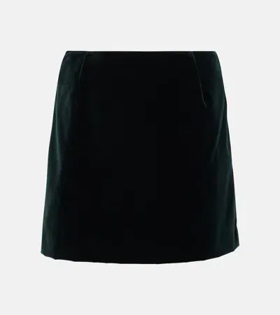 Blazé Milano Jealousy Coci Cotton Velvet Mini Skirt In Dark Green