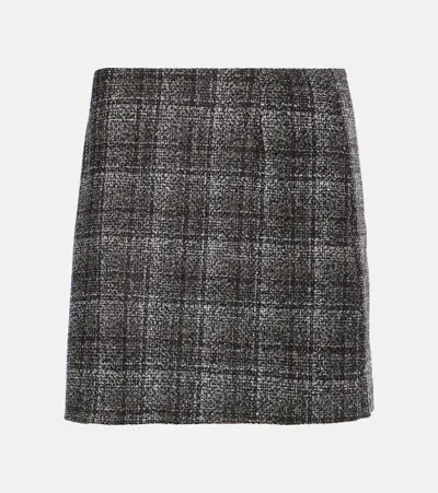 Blazé Milano Lulua Coci Checked Wool-blend Miniskirt In Black