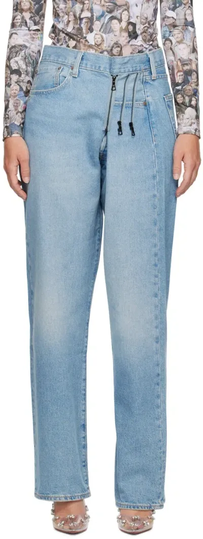 Bless Blue Smlxl Readymade Jeans In Lightblue