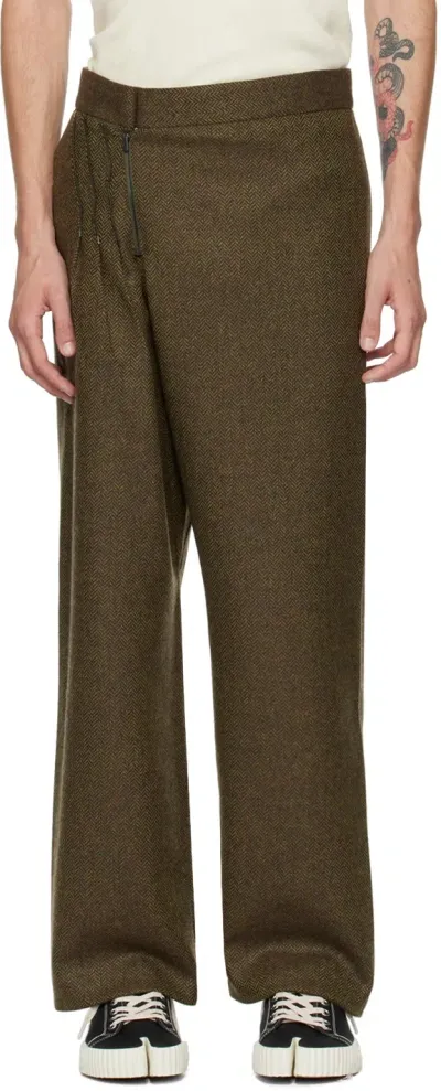 Bless Green Offset Trousers In Purplr Green Tweed