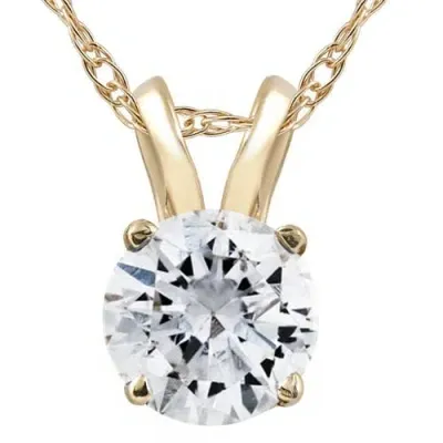 Bliss Diamond 1 1/4ct Lab Grown Solitaire Diamond Pendant Gold Necklace In 14k Yellow Gold