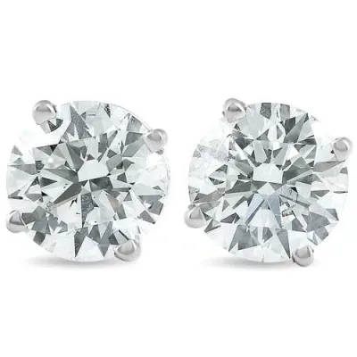 Bliss Diamond 2ct Tw Round Lab Grown Diamond Studs 14k White Gold With Screw Backs