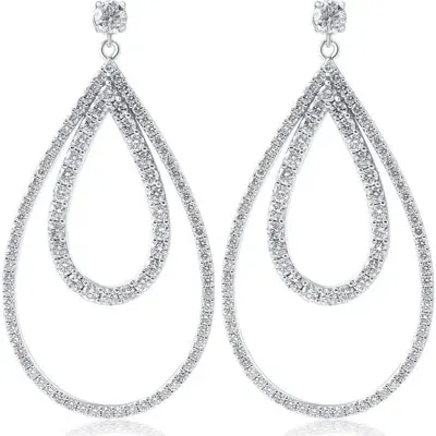 Bliss Diamond 5 Ct Pear Shape Dangle Lab Grown Diamond Large Earrings White Gold 2" Tall In 10k White Gold