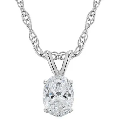 Bliss Diamond 5/8ct Certified Lab Grown Oval Diamond Solitaire Pendant 14k Gold Necklace In 14k White Gold