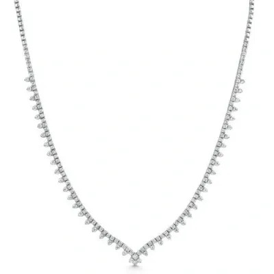 Bliss Diamond 7.94ct Diamond Tennis Necklace Designer 14k Gold Lab Grown 16" In 14k White Gold