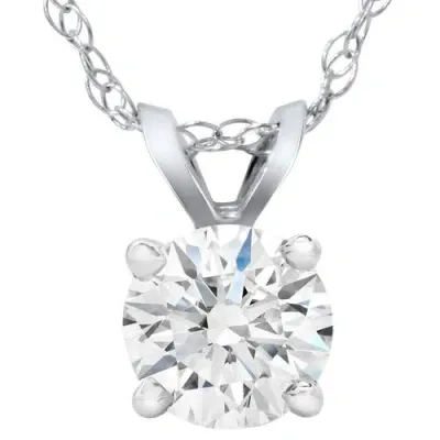 Bliss Diamond Certified 1.46ct Solitaire Diamond Pendant Lab Grown 14k White Gold 18" Necklace