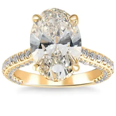 Bliss Diamond Certified 6.70ct Tw Oval Lab Grown Diamond Engagement Ring 14k Yellow Gold