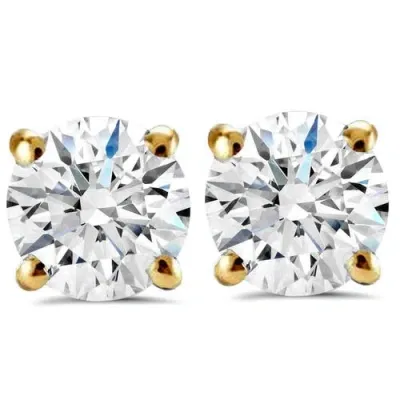 Bliss Diamond Certified 2.03ct Tw Diamond Studs Screw Back 14k Gold Lab Grown In 14k Yellow Gold