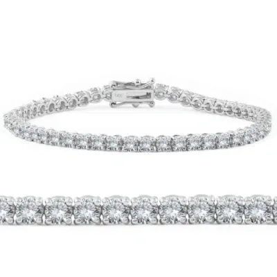 Bliss Diamond F Vs 6ct Ex3 Lab Grown Diamond Tennis Bracelet 18k White Gold 7 Inches