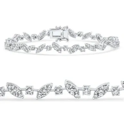 Bliss Diamond 3.70ct 14k White Gold Diamond Tennis Bracelet 7" Lab Grown