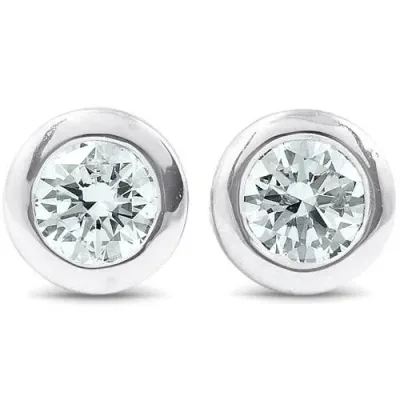 Bliss Diamond 1/4 Ctw 14k White Gold Diamond Bezel Martini Stud Earrings Lab Grown