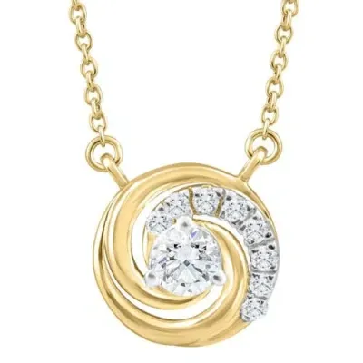 Bliss Diamond 1/4ct Tw Round Diamond Circle Halo Pendant Yellow Gold Lab Grown Necklace In 10k Yellow Gold