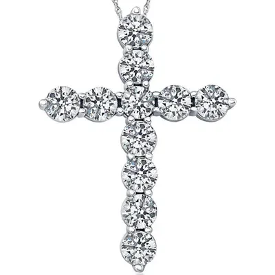 Bliss Diamond 3 Ct Diamond Cross Pendant 14k White Gold Necklace Lab Grown