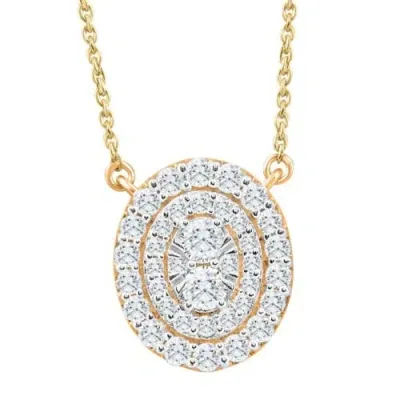 Bliss Diamond Vs .85ct Oval Diamond Halo Pendant Lab Grown Yellow Gold Necklace 14mm Tall In 10k Yellow Gold