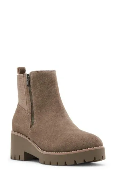 Blondo Damaris Waterproof Platform Bootie In Taupe Suede