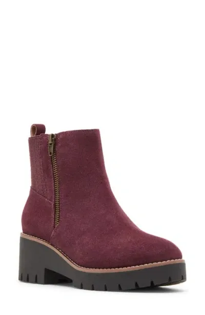 Blondo Damaris Waterproof Platform Bootie In Wine Suede