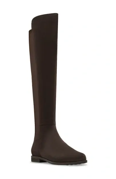 Blondo Layne Waterproof Over The Knee Boot In Brown Suede/stretch Fabric