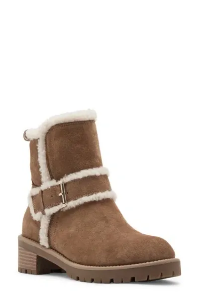 Blondo Margo Waterproof Faux Fur Bootie In Tan Suede