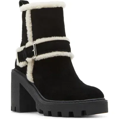 Blondo Teryn Waterproof Faux Shearling Bootie In Black Suede