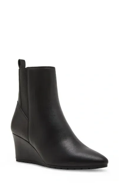 Blondo Veena Waterproof Wedge Bootie In Black Leather