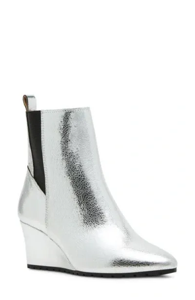 Blondo Veena Waterproof Wedge Bootie In Silver Leather