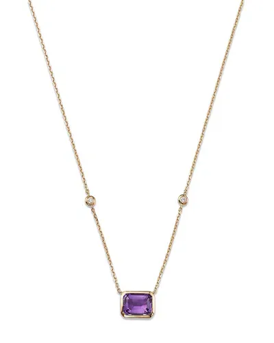 Bloomingdale's Amethyst & Diamond Pendant Necklace In 14k Yellow Gold, 18 - Exclusive In Amethyst/gold