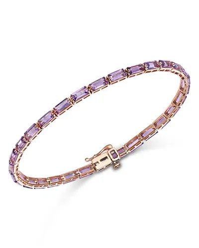 Bloomingdale's Amethyst Tennis Bracelet In 14k Rose Gold In Purple/pink