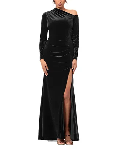 Bloomingdale's Aqua Long Sleeved Velvet Dress - Exclusive In Black