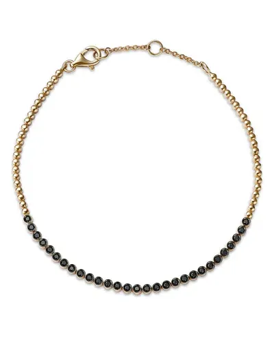 Bloomingdale's Black Diamond Bezel Bead Link Bracelet In 14k Yellow Gold, 0.23 Ct. T. W. In Black/gold