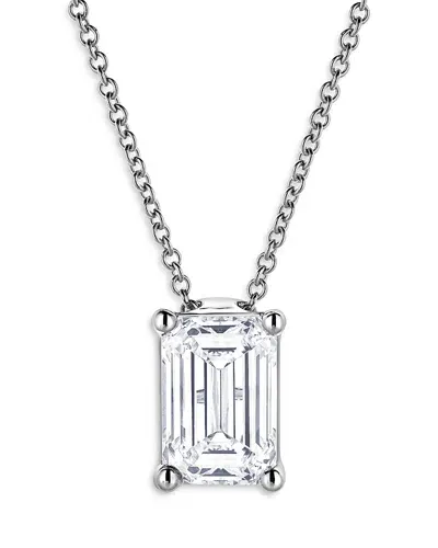 Bloomingdale's Certified Lab Grown Diamond Emerald Cut Pendant Necklace In 18k White Gold, 2.0 Ct. T. W.