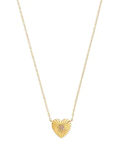 Bloomingdale's Diamond Accented Heart Pendant Necklace In 14k Yellow Gold, 0.02 Ct. T. W. - Exclusive