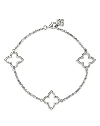 Bloomingdale's Diamond Clover Station Bracelet In 14k White Gold, 0.38 Ct. T. W.